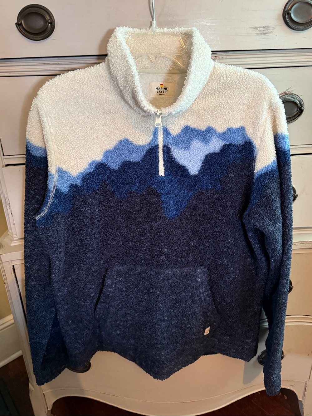 Marine Layer Sierra Quarter Zip Sherpa Fleece Pullover M